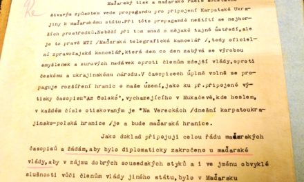 Лист прем’єр-міністра А. Волошина до МЗС Чехо-Словаччини щодо ведення Угорщиною агресивної пропаганди